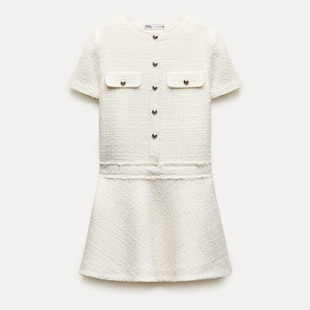 Zara Collection Textured Dress like Chanel size XS BNWT white